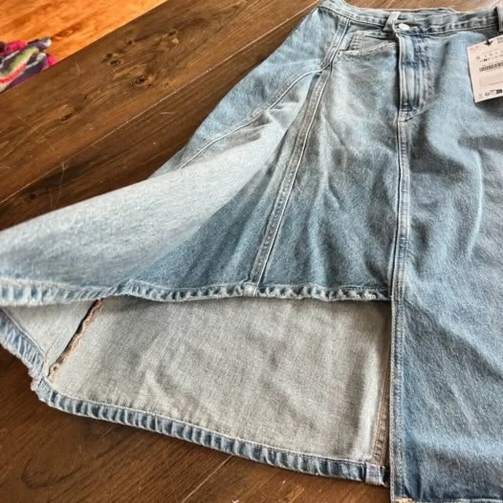 New-Zara Asymmetric Denim Skirt-small